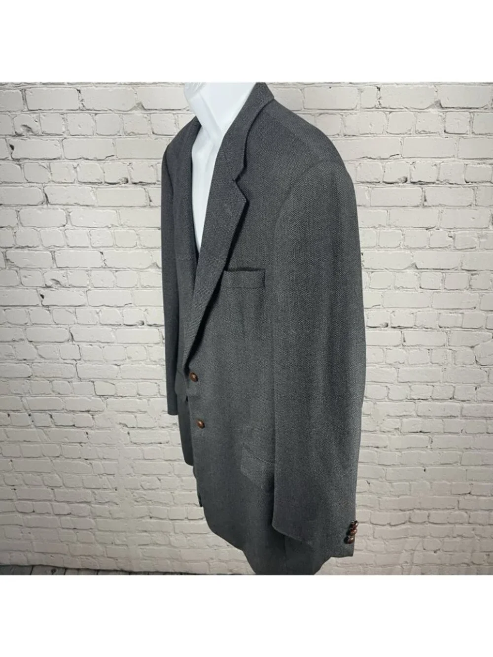 Hickey Freeman Grey Wool 2 Button Vented Blazer Sport Coat USA Made Size 44L